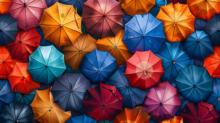 Seamless Background of Colorful Rainbow Umbrellas