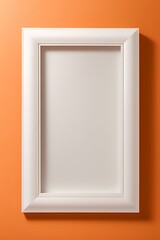 Mock-up white background frame on orange wall