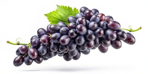 Obraz premium Flying grape isolated on white backdrop, focused selectively, with isolated path for editing.
