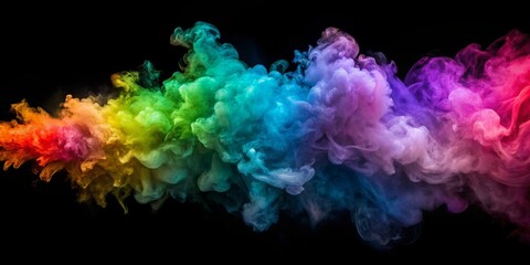 Gradual colored smoke streams over a black backdrop in 4K resolution video.