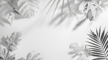 White Background Leaves Edge Template Design Wallpaper