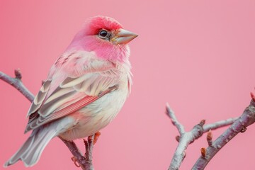 Purple Finch, isolated on pastel background, stock photographic style