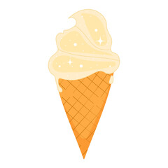 Ice cream drawing on an isolated background in flat style. Sweet dessert.Summer season.Vector.
