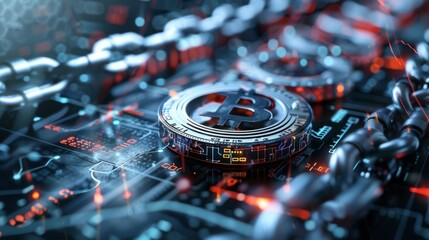 A chain of links is connected to a silver coin with the letter B on it