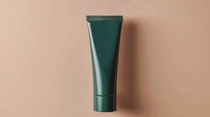 A forest green hand cream tube against a light taupe background, ideal for brands emphasizing natural and organic products