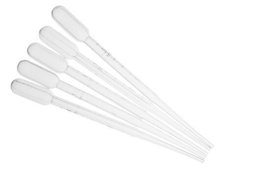 Pasteur pipettes on a blank background