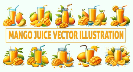 Mango juice vector illustration