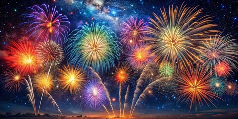 Starry night sky backdrop for firework display