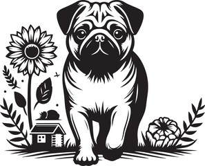 Pug dog  vector illustration