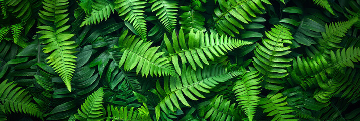 Lush fern leaves background. Vibrant natural texture