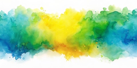 Vibrant tricolor watercolor background with ample space for customization (wide panorama).
