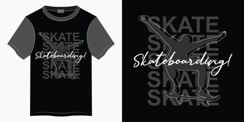 skate or skateboarding t-shirt and apparel design, skateboarding vector t-shirt design for print, skate and skateboarding t-shirt illustration design.