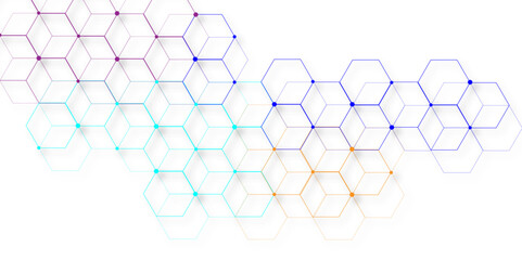 Abstract Modern colored poster for sports Light out technology and with neon hexagon and triangles. Geometric pattern with cubes.  Technology background and science design. vector illustration. 