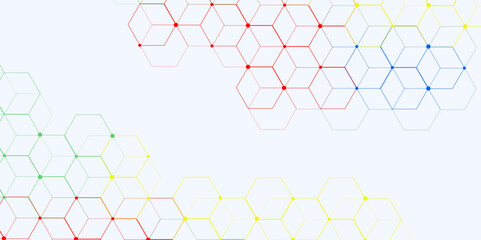 Abstract Modern colored poster for sports Light out technology and with neon hexagon and triangles. Geometric pattern with cubes.  Technology background and science design. vector illustration. 