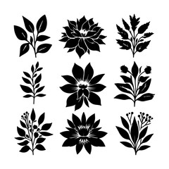 Creative Set of a vector flower outline design