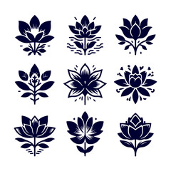 Creative Set of a vector flower outline design