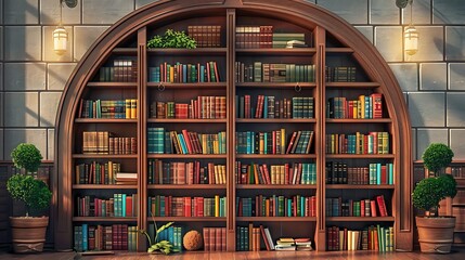 Generate an image of a library emoji filled with books and knowledge.