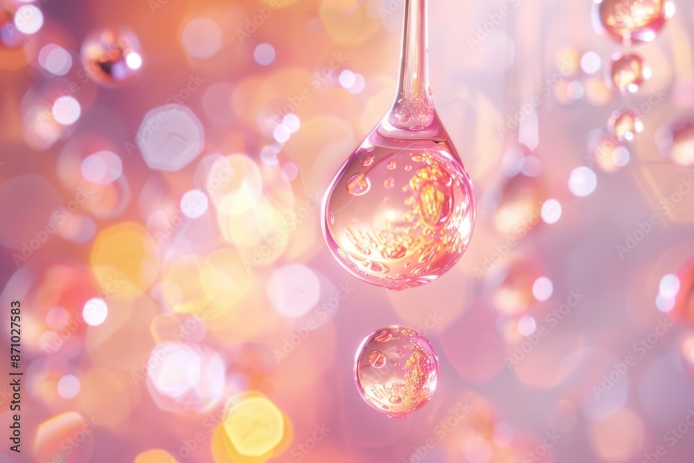 Poster A bunch of colorful bubbles suspended from a string