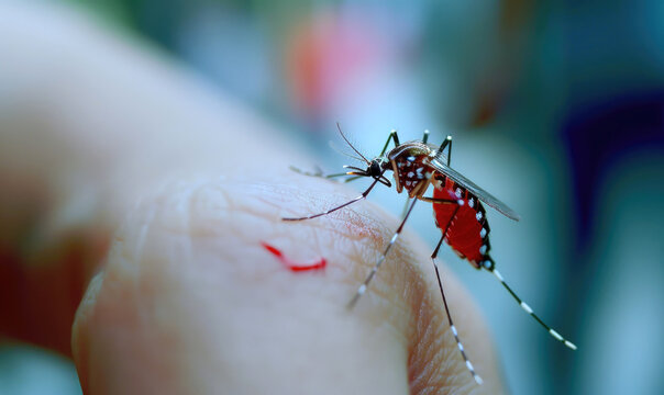 A Mosquito Bites a Person: Full-Bellied and Blood-Filled
