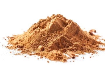 A pile of brown powder sits on a white surface, awaiting use or analysis