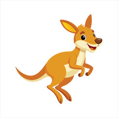 Cartoon cute little kangaroo jumping vector art