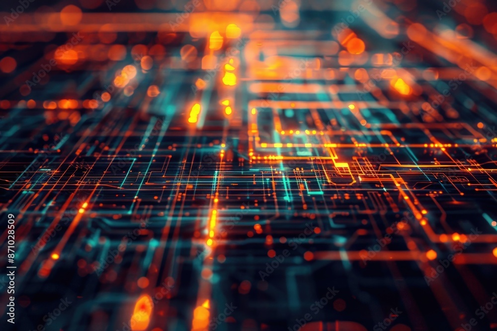 Aufkleber Close-up image of electronic components and wires on a circuit board