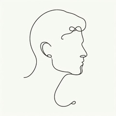 human head silhouette thin lines flat colors