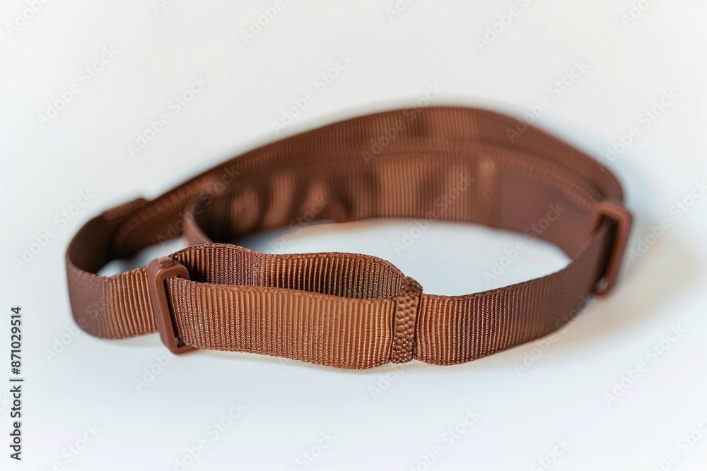 Poster close-up shot of a belt on a white surface, ideal for use in product photography or as a design elem