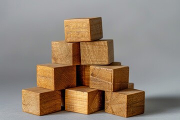 Obraz premium A pile of wooden blocks stacked on top of each other, ideal for educational or creative uses