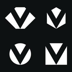 Set of abstract initial letter V logo design. Premium Vector