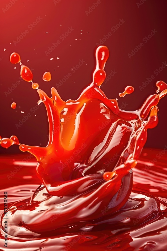 Aufkleber A close-up view of red liquid splashing onto a matching red surface