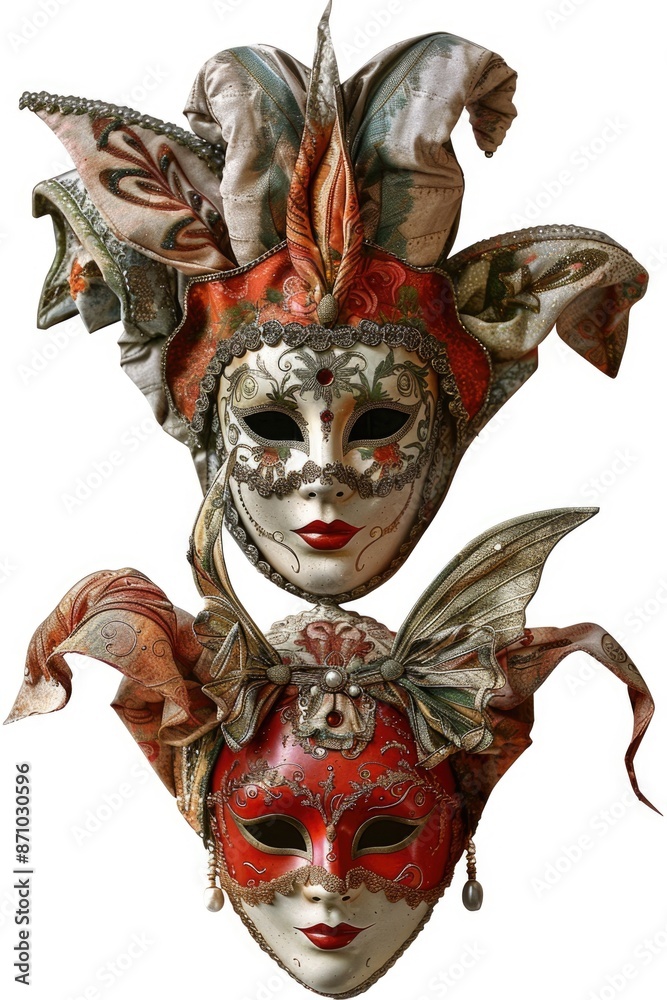 Poster a close-up view of a mask on a white background