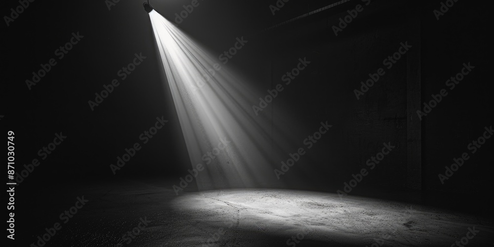 Poster a black and white photo of a light coming out of a window, suitable for use in scenes where a warm g