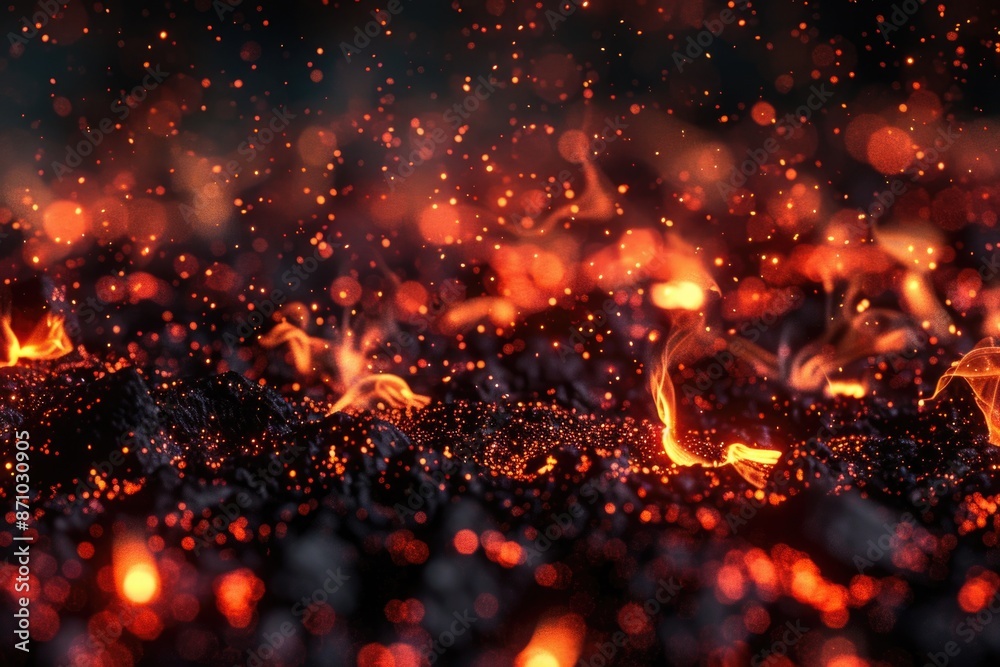 Poster a fiery glow on a dark surface, perfect for adding warmth to your designs