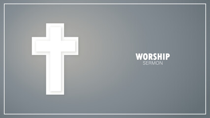 Obraz premium Cross on grey background, worship service design, 3d christian cross vector