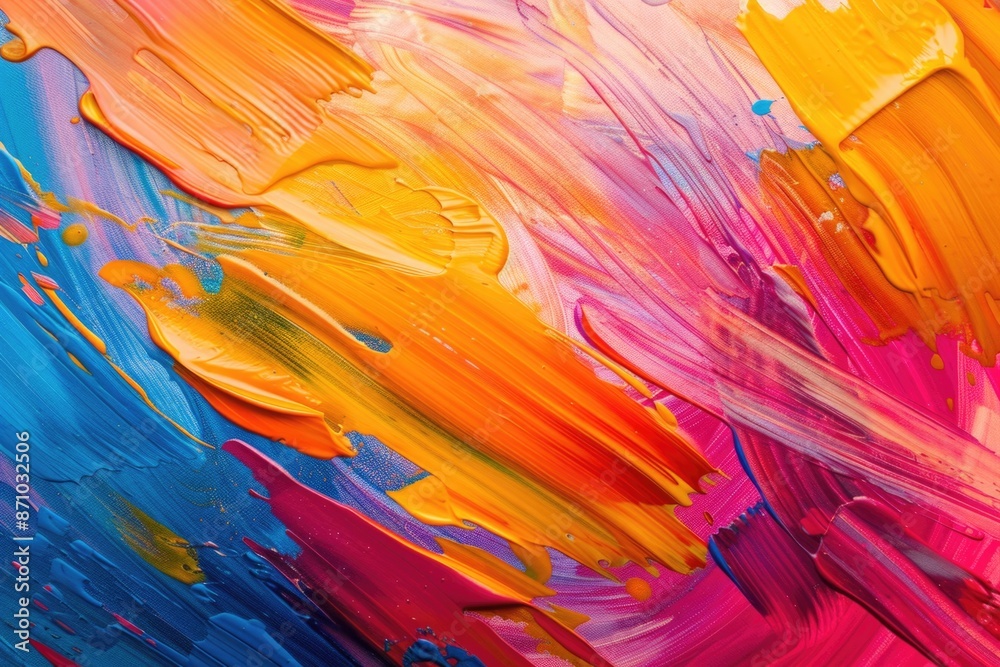 Poster a detailed view of a vibrant artwork on a wall, ideal for use in creative projects or as a decorativ