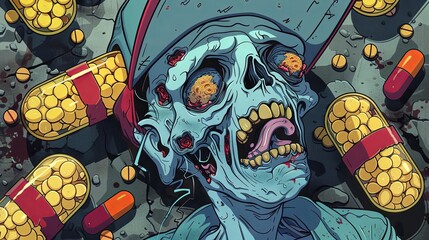 Pill Monster Zombie Streetwear Cartoon