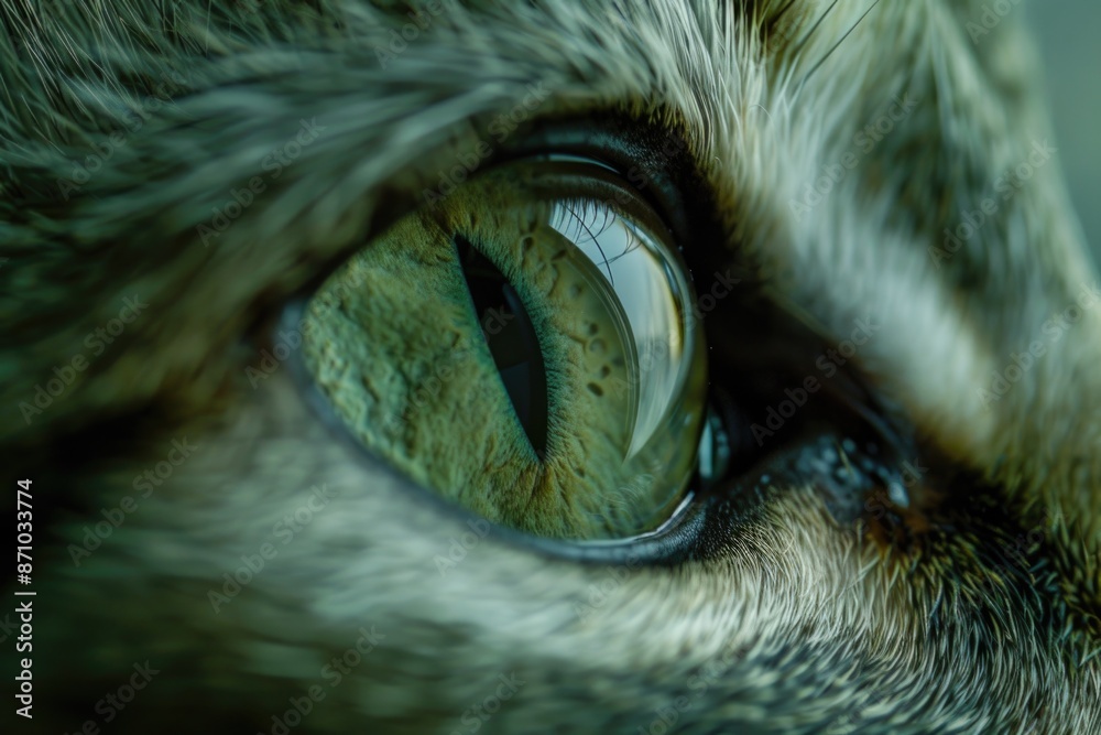 Poster a close-up view of a cat's eye, ideal for use in pet-related or animal-themed projects