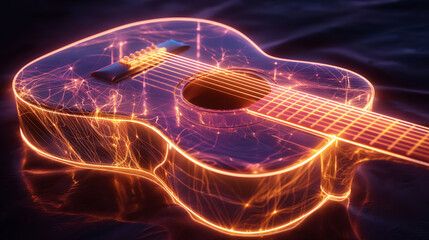Guitar with Light Strings and Visible Musical Waves