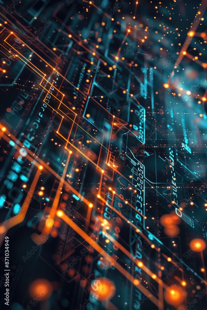Fototapete a detailed image of a computer circuit board components and wiring