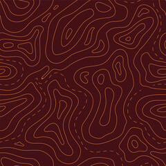 Seamless Topographic Map Pattern Design in brown colors