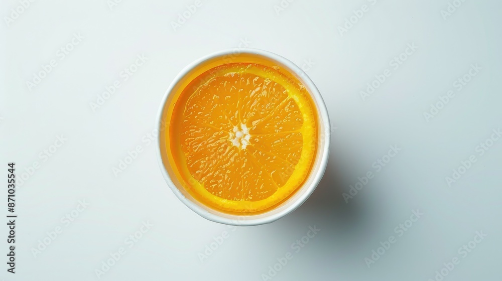 Poster A close-up view of a fresh orange slice in a bowl, great for food and wellness images