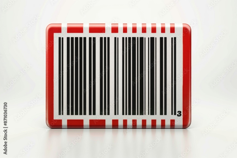 Poster A simple red and white barcode printed on a white background