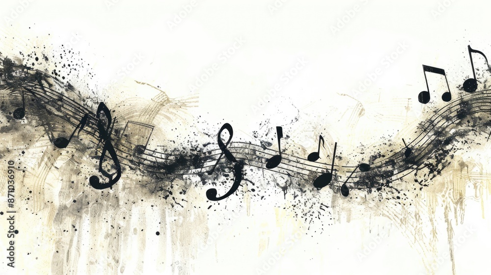 Aufkleber Simple illustration of musical notes on a white background, perfect for use in music-related projects or as a design element