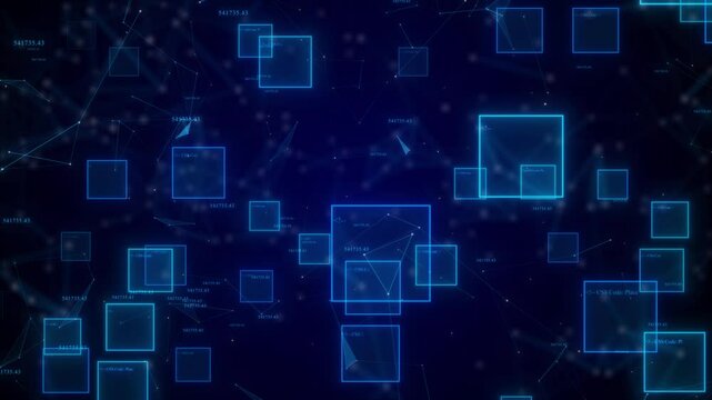 Coding Text Animation High Tech Background. Digital Screen With Auto Coding Text Typing Animated On Black Background With Digital Network Connection. Abstract Animation Of Html Code Typing Auto Genera
