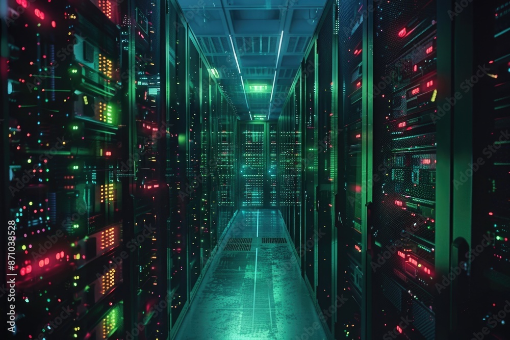 Poster a server room filled with various computer equipment