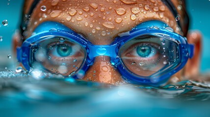 close-up shot of swimmer's face