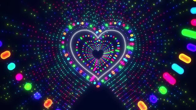 3d Digital Music Heart Spectrum Tunnel Animation.  Music Heart Spectrum Digital Music Audio Background. Audio Equalizer Music Animated Background. music Heart Equalizer Tunnel. Heart Music Equalizer