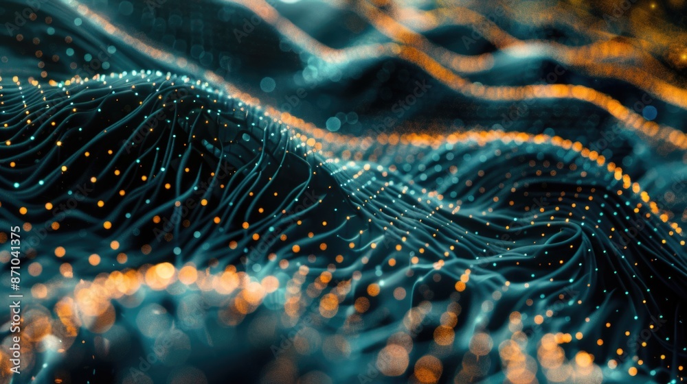 Poster A close-up view of a wave of lights, suitable for use in presentations or design projects
