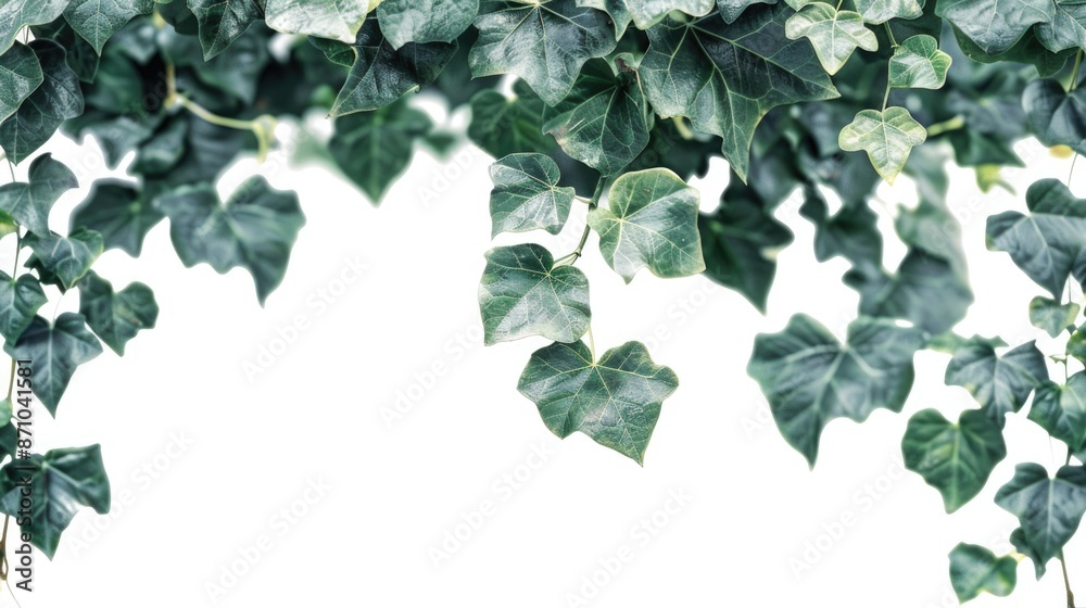 Poster a close-up shot of a cluster of green leaves, suitable for use in nature or environmental-themed pro